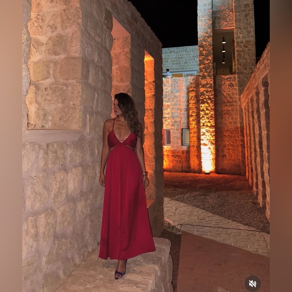 Zara dress maxi boho pleated satin flowy summer vacation wedding evening - Picture 7 of 16